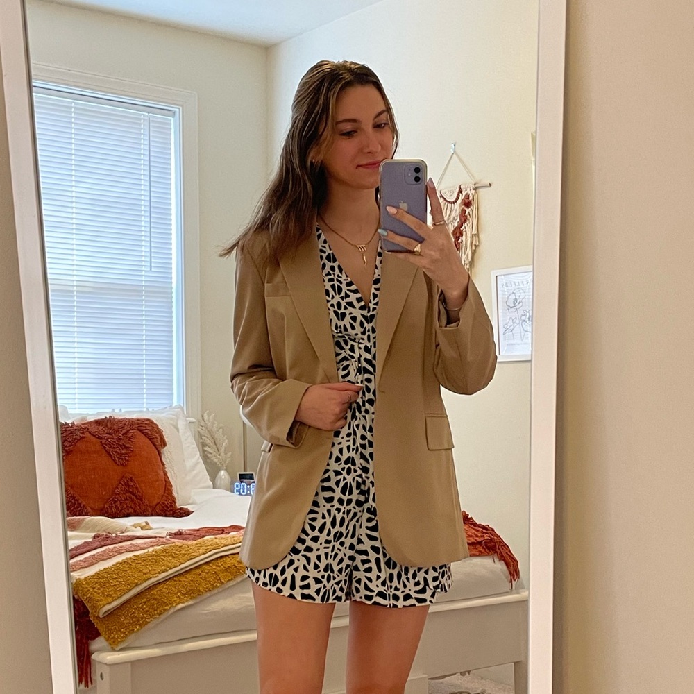 Zara Animal Print Long Sleeve Romper